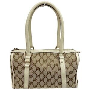 GUCCI Boston Bag GG Canvas Ivory White Brown